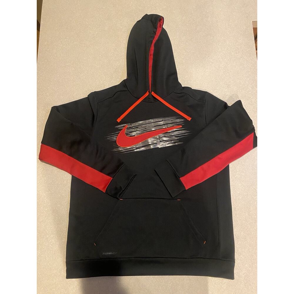 Nike Men's Pullover Hoodie Red and Black Large